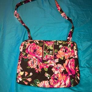 Vera Bradley Black and Pink Floral Shoulder Bag